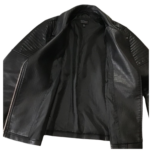 TOPSHOP - Faux Leather Moto Jacket -Size 8 - Picture 6 of 16